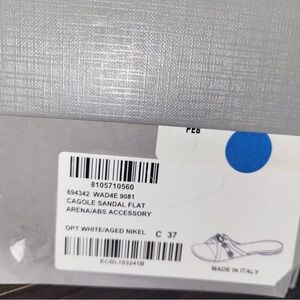 Balenciaga White and Aged Nickel Cagole Flat Sandal